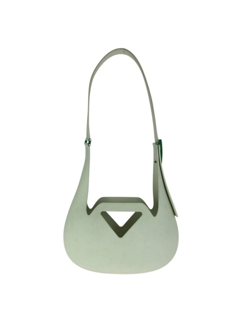 Bottega Veneta the Point Punch Shoulder Bag Green Rubber